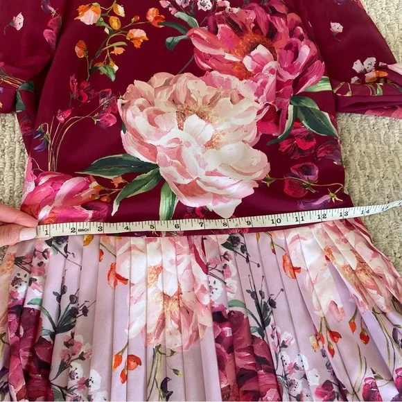 Ted Baker Pleated Midi Dress in Serenity Floral Print Size 1 (2) - Picture 4 of 9